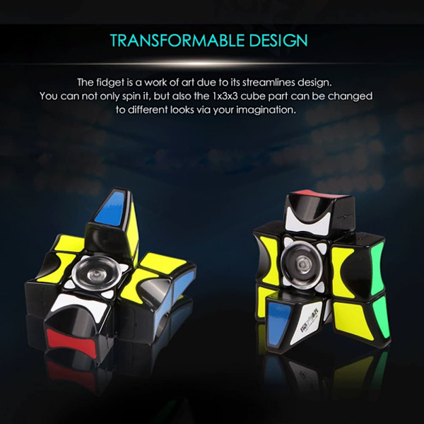 Fidget Spinner Cube, 1x3x3 Floppy Cube Puzzle Spinner Anti-Stress Fidgetleksaker för Barn Vuxna