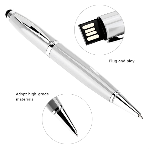 Tre i ett Multifunktion USB Flash Disk Pekskärm Penna Silver 16G