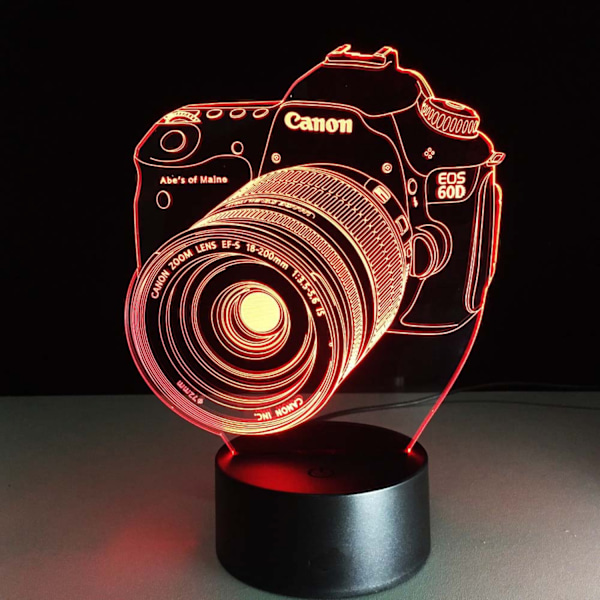 Qinwei Kamera 7 Farve Skiftende Natlampe 3D Atmosfære Lys 3D Visuel Illusion LED Lampe til Børn Jule Fødselsdagsgaver