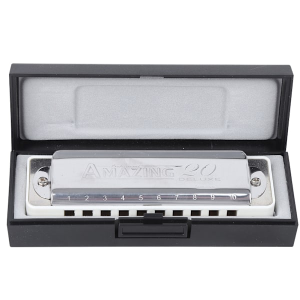 Blues Harmonika 10 Huller Mundharmonika Db Nøgle ABS Resin Professionel Begynder Blæseinstrument White