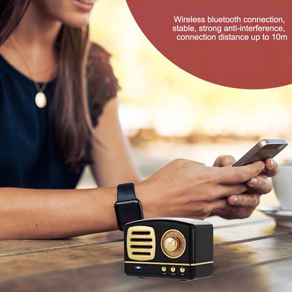 Mini Bluetooth Langaton Retro Kaiutin Kannettava Subwoofer Musiikkisoitin (musta)