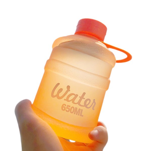 Mini Liten Ren Hinkkopp Plast Vattenkopp Vatten [Frosted Orange] 650ml Singelkopp + Snöre
