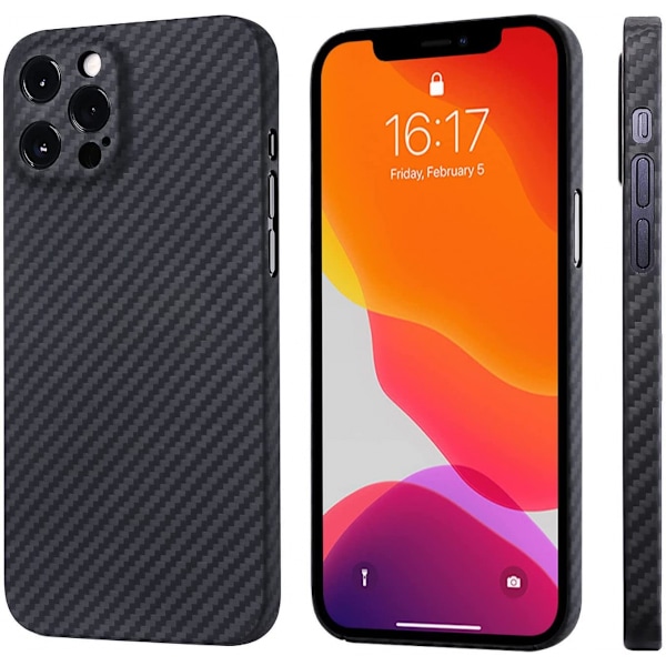 FOR iPhone 12promax için Aramid Fiber  Kılıf, Karbon Kaplamalı Geçmeli Arka Kapak siyah