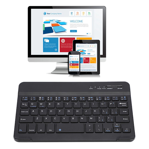 Slank og let trådløst Bluetooth-tastatur til Android, iOS og WIN, sort