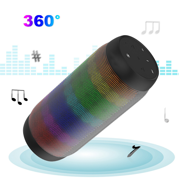 AEC Luminous Speaker Langaton Bluetooth-kaiutin LED-kannettava Boom Box Bass BQ-615PRO Musta