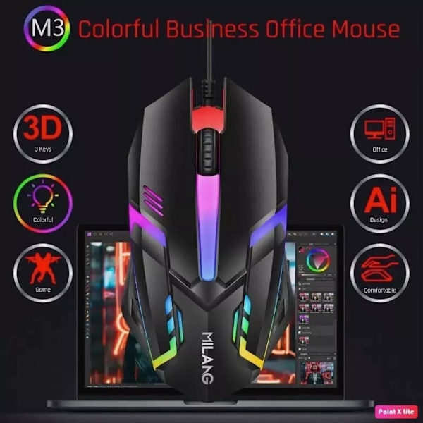 Ledningsforbundet USB Gaming Mus RGB Gaming Ergonomisk Optisk Computer Gamers Mus til Computer
