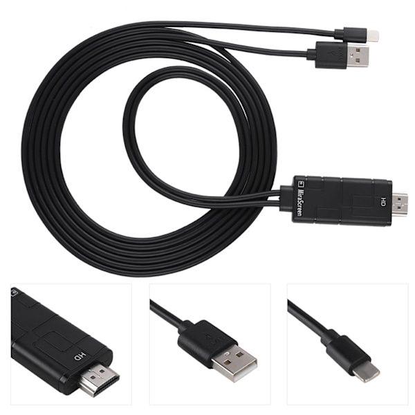 5V 1A Lightning - HDMI 1080P HDTV digitaalinen AV-kaapeliadapteri iPhonelle ja iPadille