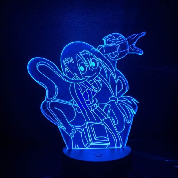 3D Optisk Illusionlampa för Barn Asui Tsuyu Ljus My Hero Academia Anime Figur 3D LED Nyhet Bordlampa Dekoration Leksaker för Barn Belysning Nattlampa