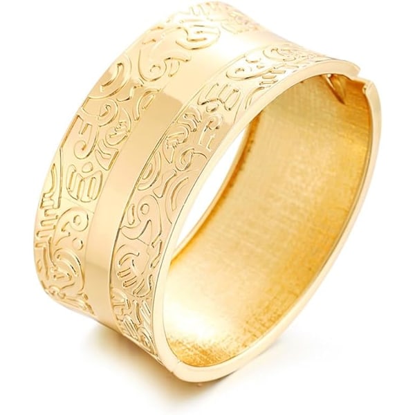 Vintage Figur Bred Bangle Armbånd til Kvinder Sarte Bohemian Belagt Manschetter Håndled Åbne Bangles Statement Mode Unik Overdreven Trendy Smykker Gave Gold