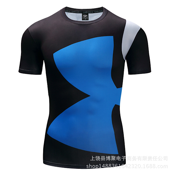 Digitalt tryck Superman kortärmad Captain America sporttights kläder snabbförångande fitness stretch T-shirt D017 3XL