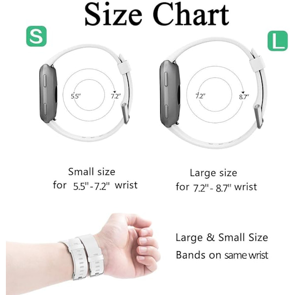 Älykäs rannekkeen hihna on yhteensopiva Fitbit versa -älykellon, versa 2:n ja versa Lite se -kellojen kanssa naisille ja miehille（Valkoinen-S）