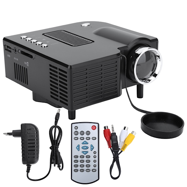 Bærbar hjemmekino LED Mini kablet projektor HD 1080P VGA USB HDMI   Svart