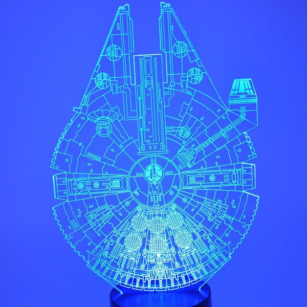 Optisk illusion 3D glöd LED-belysningsleksaker nattlampa med 7 färger som ändrar dekorationslampa (Star Wars Millennium Falcon-modell)