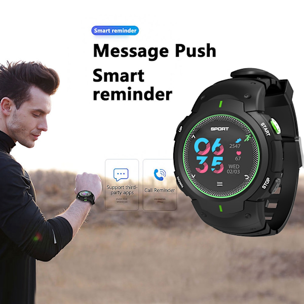 IP68 Vanntett Utendørs Pulsmåler Søvnmonitor Smart Sports Fitness Armbåndsur (Grønn)