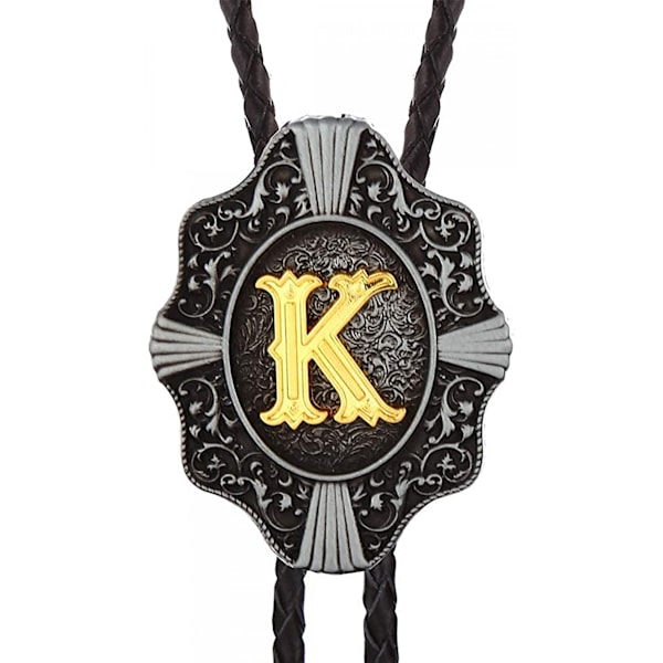 Bolo slips til mænd - Vintage initial bogstav ABCDMJR til Z Western Cowboy kostume bryllup slips