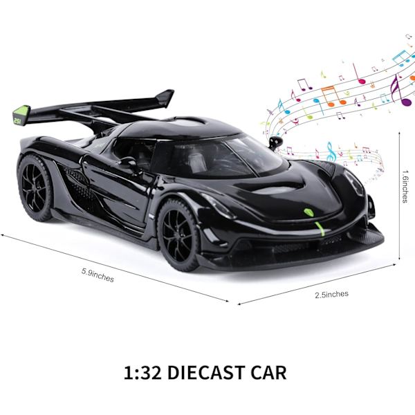 SASBSC Lelulelut 3+ -vuotiaille pojille Jesko Leluauton valoilla ja äänillä Die-cast metallileluauto lapsille 3-12-vuotiaille 1/32 Keräiltävä superauton malli