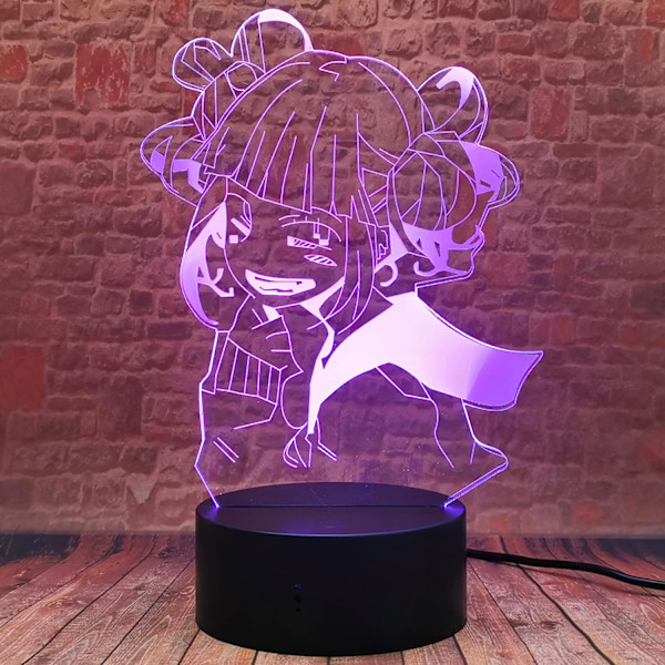 Japan Anime - Himiko Toga Boku no Hero Academia Kryds Mit Kroppen Figur Nattlys - 3D LED 16 Farve Skift Bordlampe med Fjernbetjening - Drenge