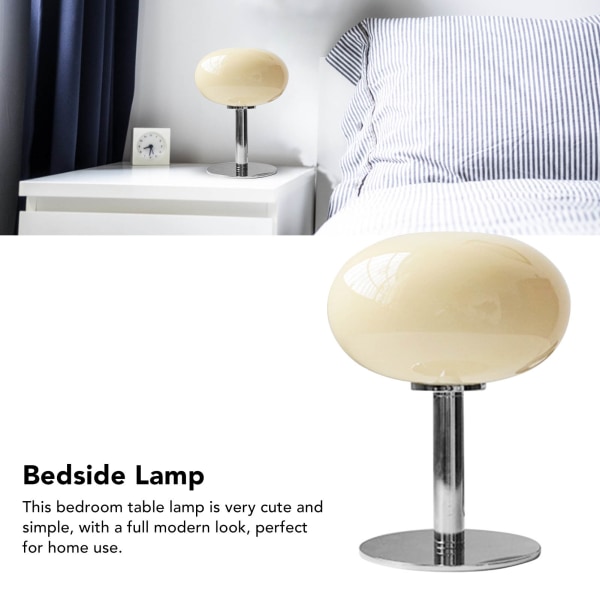 Nattbordlampe i jern med søt form, enkel, moderne og elegant nattbordslampe for hjemmet med USB-knappbryter Beige
