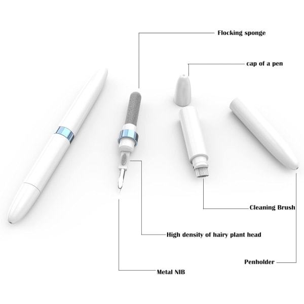 Airpod-puhdistussarja, kuulokkeiden puhdistuskynä monitoimiseen puhdistussarjaan Pehmeä harja Bluetooth-kuulokkeiden puhdistuskynäsarja Työkalu, musta