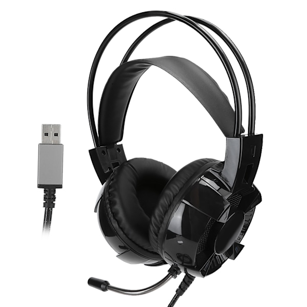 USB Gaming Headset 7.1 Surround Inbyggt Ljudkort Brusreducerande Mikrofon RGB-lampor