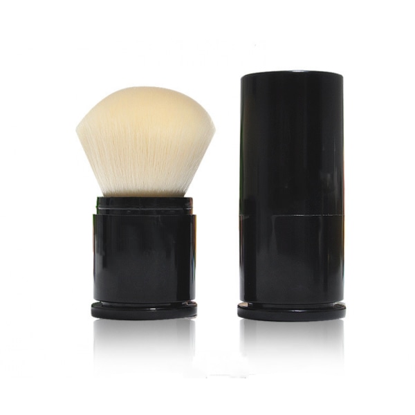1 st Bärbar svart pulverborste Teleskopisk rougeborste Makeupborste Multifunktionellt skönhetssminkverktyg（Vit）