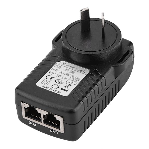 Veggkontakt POE-injektor Ethernet-adapter IP-telefon/kamera strømforsyning   24V 1A