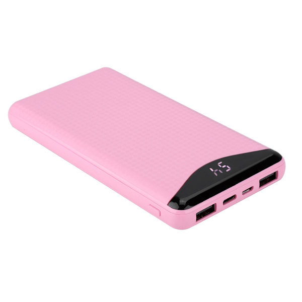 TF-7106 10000mAh Bärbar Digital Skärm Display Typ-C Snabbladdning Powerbank (Rosa)