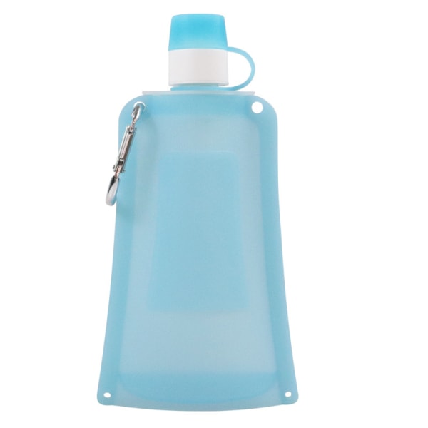 Udendørs foldbar silikone vandflaske, 16,9 fl oz, foldbar lille vandflaske, bærbar vandflaske til cykling og bjergbestigning, (krystalblå)