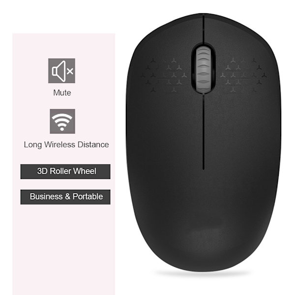 I210 Trådløs Mus Desktop Laptop Kontor 2.4G 3Key 3D 1600 DPI Strømbesparende Mus (Sort)