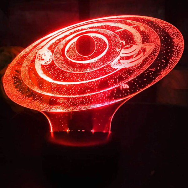 3D Solsystem nattlys bordlampe optisk illusjon lamper 7 fargeendrende lys LED bordlampe jul hjem kjærlighet bursdag barn dekor leketøy gave
