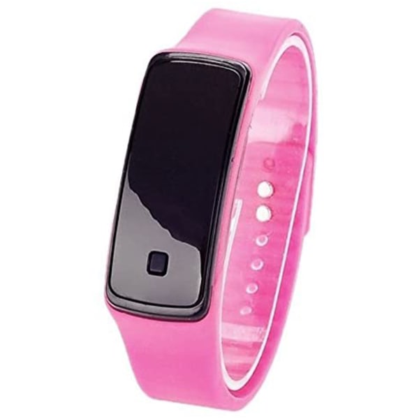 Rektangulär Sport LED Digital Klocka Silikon Armband Elektronisk Armbandsur (Rosa)