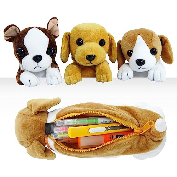 Kynän kotelo pojille, koiran kynäpussi Pehmeä eläin Stationery Cartoon Storage Pen Bag Box koulu tarvikkeet Tyttö Opiskelijat