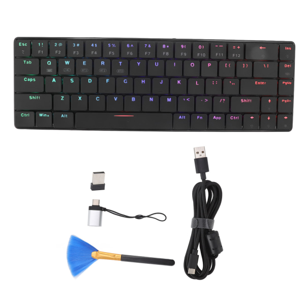 Trådløst mekanisk tastatur Bluetooth 3-modus Trådløst 69 taster RGB Fargerik Bærbar PC Tastatur