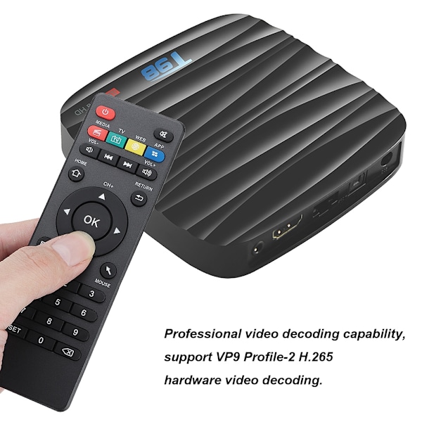 T98 H6 2+16G Quad Core Smart TV Set Top Box til Android 8.1 110-240V UK