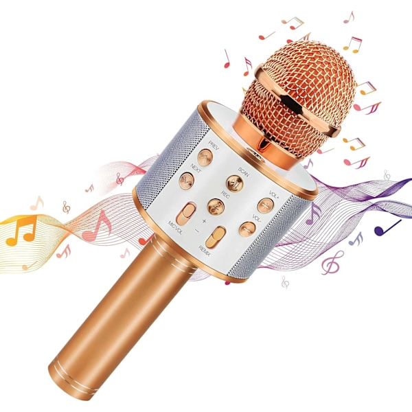 Rose Gold Karaoke Mikrofon med Bluetooth Sang Legetøj til Piger Fødselsdagsgaver til 9 10 11 12 År Gamle Børn Strømpe Strømper