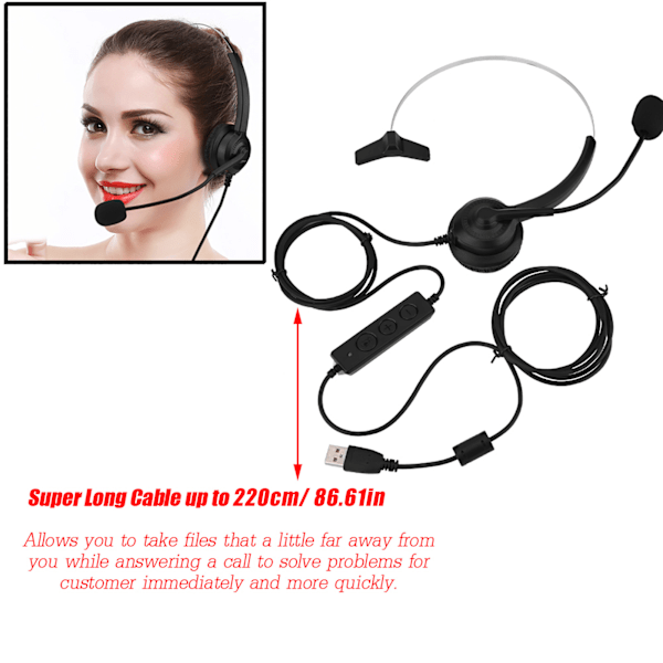 USB-headset för callcenter, trådlöst, brusreducerande, med mute-funktion, USB-headset med mikrofon