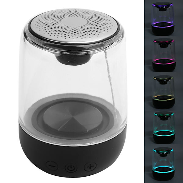 Bluetooth 5.0 Trådløs Højttaler Støjreduktion HIFI Stereo Lyd Subwoofer med LED Lys Sort