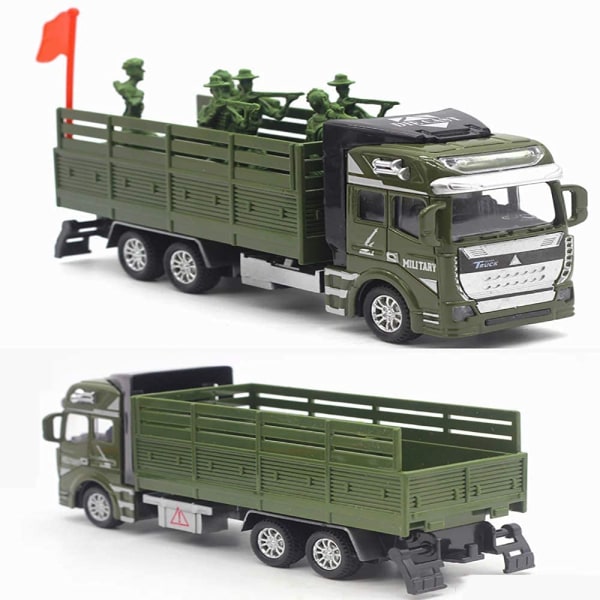 1/48 Legering i metall Dragbaksfordon Leksaker, Militärmodell Lastbil Transportfordon Modell Leksaksbilar Bilgåva för pojkar flickor samling
