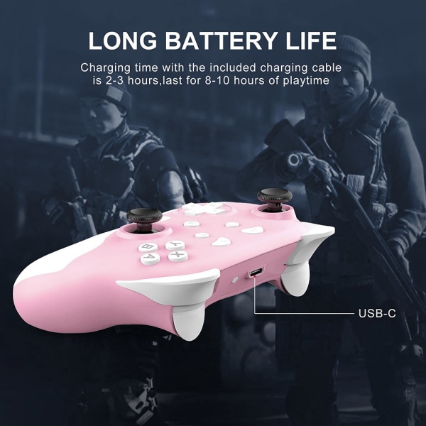 Switch Pro Controller til Nintendo Switch/Switch Lite/OLED, Trådløs Switch Controller med LED-lys og Wake-up-funktion, Ergonomisk Skridsikker