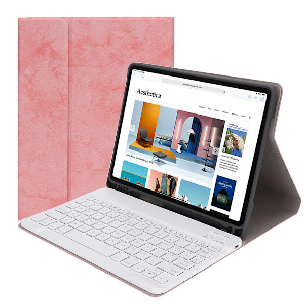 Bluetooth-tangentbordsfodral med intelligent sömnfunktion för iPad Pro 11 tum (rosa)