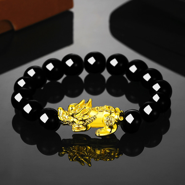 Feng Shui sort obsidian jade perler armbånd tiltrækker rigdom og held og lykke Bangle Pixiu