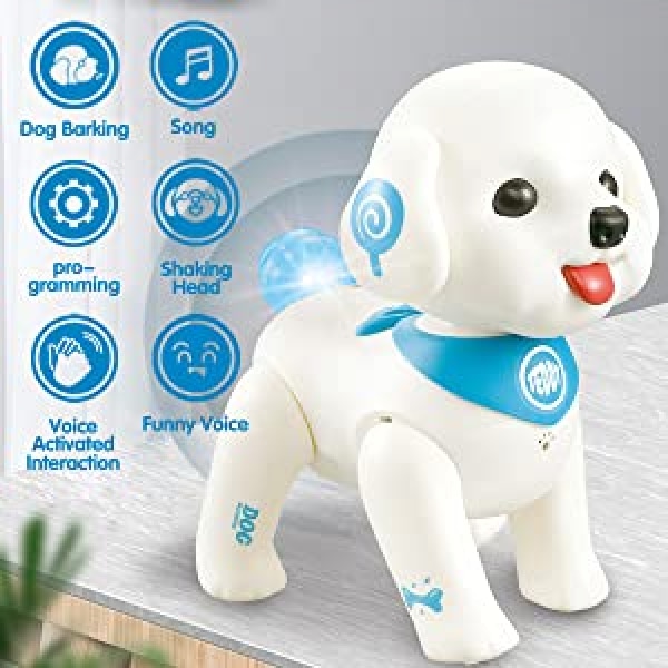 RC Robot Dog Smart Puppy Nalle Ohjelmoitava Ääniohjaus Laulu Kävely Kaukosäädin Elektroniset Lemmikit Opetuslelut lapsille