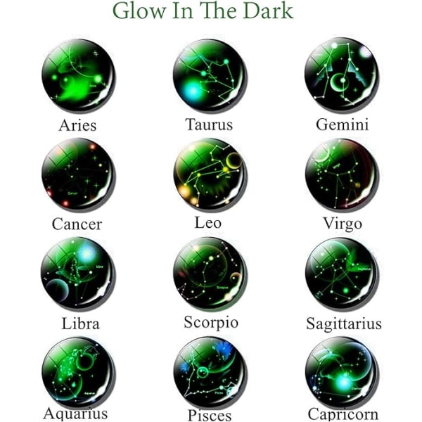 Zodiac 12 Constellation Glow In The Dark Creative Galaxy nøglering Aquarius-1