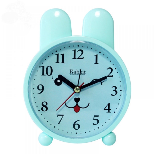 SAYTAY lasten herätyskello, sarjakuvaherätyskello Little Rabbit -herätyskello, opiskelijoiden lasten kodin sisustuspöytäkello (sininen kuviolla)