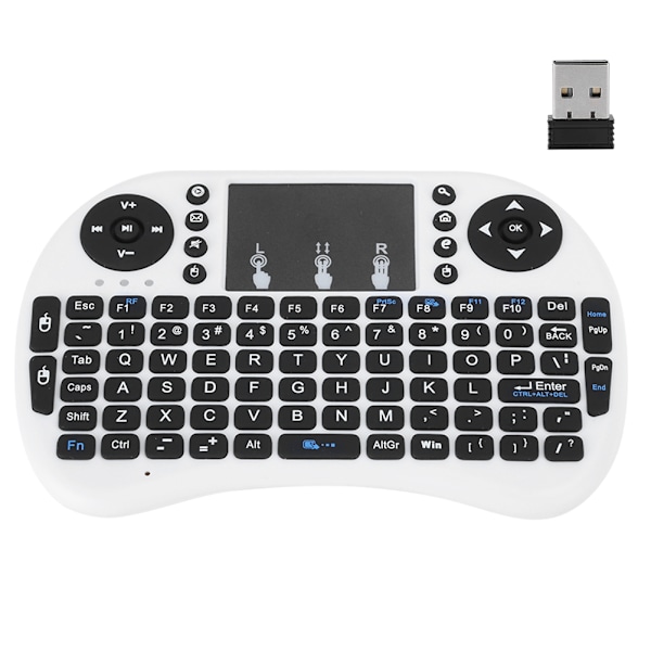 Mini trådløst tastatur Flymouse 2.4G multimedie touchpad berøringstastatur hvid