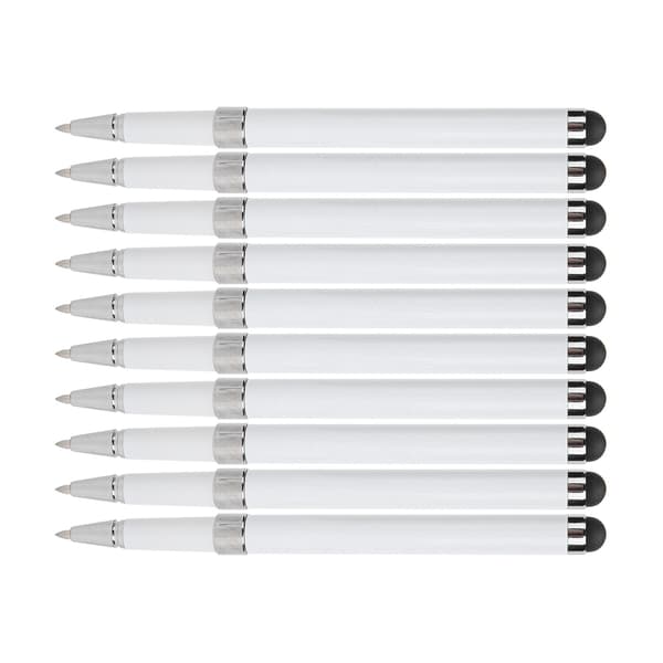 10 stk. Stylus 2-i-1 kapacitiv touch screen kuglepenne computer tilbehør hvid