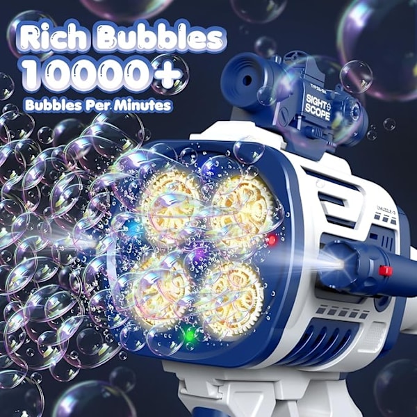 Automatisk Påfyllnings Bubble Machine Gun - Uppladdningsbar Bazooka Bubble Gun för Barn med Färgglada Ljus, Elektrisk Rocket Bubble Blaster orange