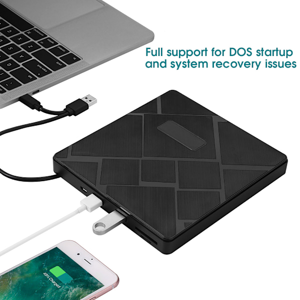 USB3.0 Type C Dobbelt Interface Ekstern Mobil DVD Brænding Optisk Drev DVDRW
