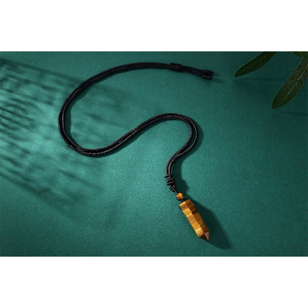 Krystal Halskæde til Mænd Kvinder Justerbar Reb Hexagonal Punkt Healing Krystal Naturlig Sten Vedhæng Halskæder Ædelsten Smykker Tiger Eye Stone