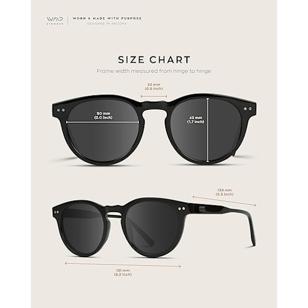 WearMe Pro Polarisoidut Klassiset Pyöreät Retro Naisten Aurinkolasit Black Frame